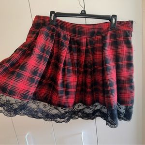 Red and black goth girl school girl skirt